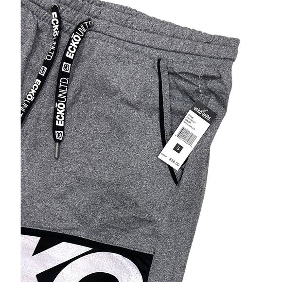 Ecko Unltd Men's Flyknit Marled Colorblock Activewear Shorts in Grey Marled - Picture 2 of 7